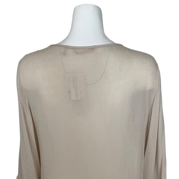 Soft Surroundings Clementine Tunic Top S Natural Embroidered Tassels Coastal - Picture 8 of 12